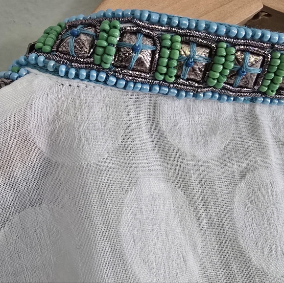 Bella Tu White Cotton Tunic with Exquisite Beadwork,  L - Picture 5 of 13